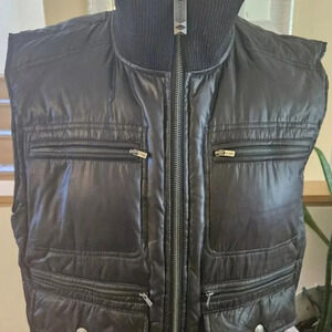 GUESS Black Full Zip Insulated Down Quilted Puffer Moto Vest Women's Size M